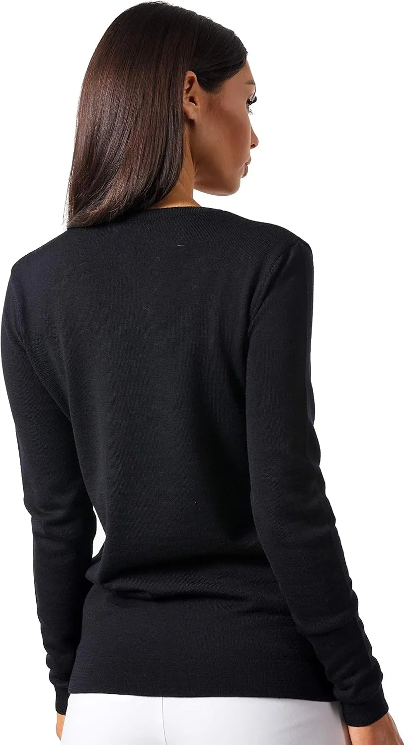 Women's Cashmere Soft Merino Wool V-Neck Sweater Pullover Top