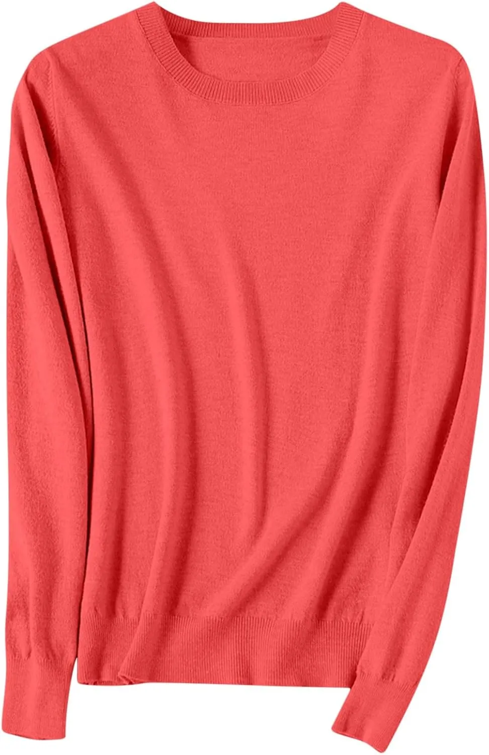 Women's Cashmere Sweaters Long Sleeve Crew Neck Soft Warm Cozy Pullover Lightweight Wool Knit Jumpers Sweater