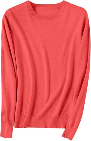 Women's Cashmere Sweaters Long Sleeve Crew Neck Soft Warm Cozy Pullover Lightweight Wool Knit Jumpers Sweater