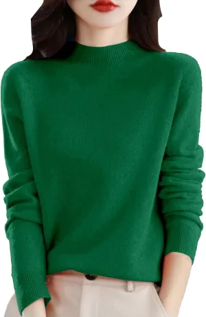 Womens Cashmere Sweaters Soft Half Turtleneck Long Sleeve Wool Sweater Tops Solid Lightweight Knit Pullover Tops