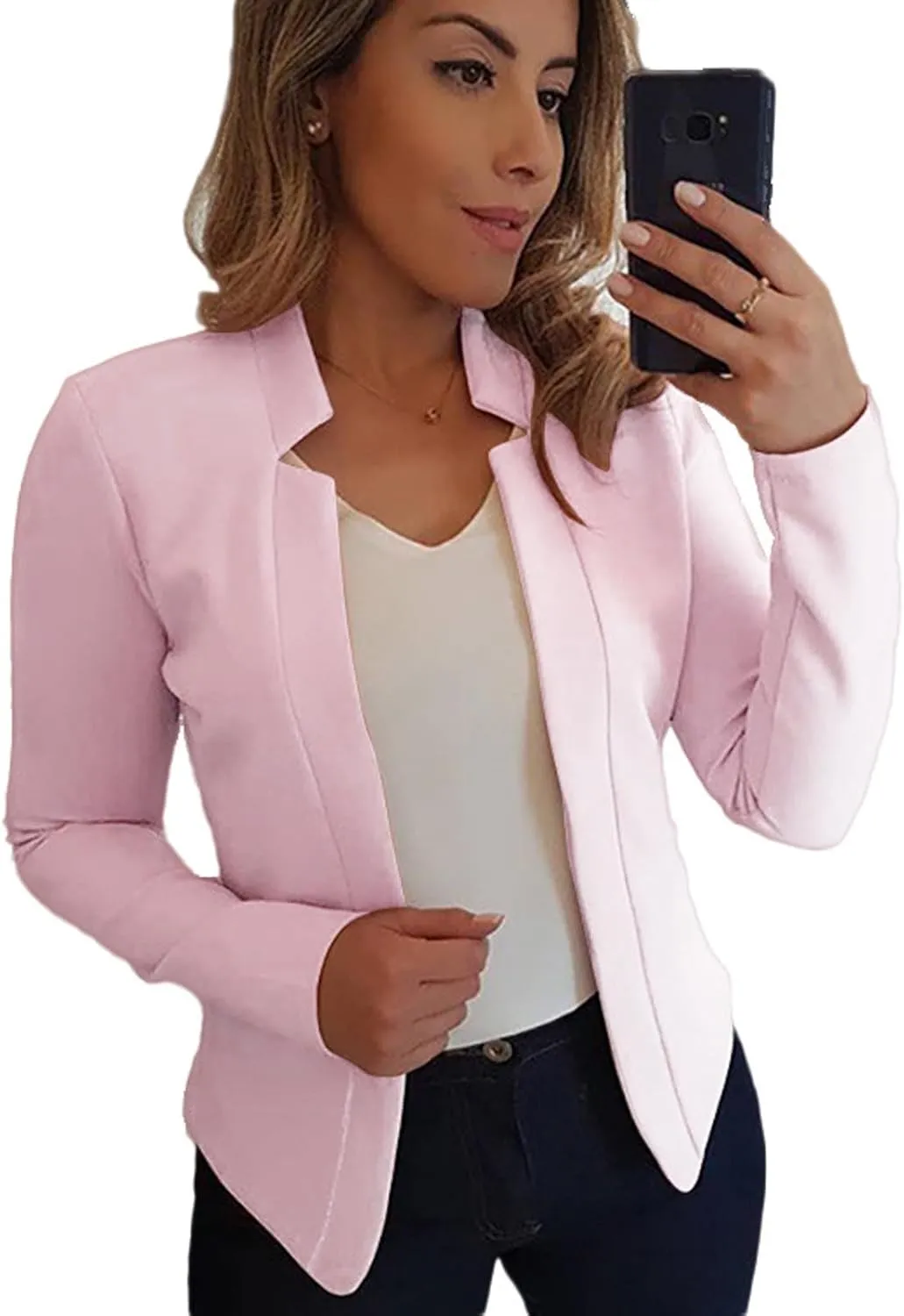 Womens Casual Blazers Open Front Business Long Sleeve Jackets Plus Size Lightweight Work Office Blazer Cardigan