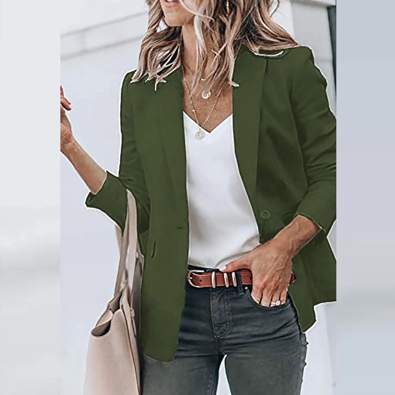 Womens Casual Blazers Open Front Business Long Sleeve Jackets Plus Size Lightweight Work Office Blazer Cardigan