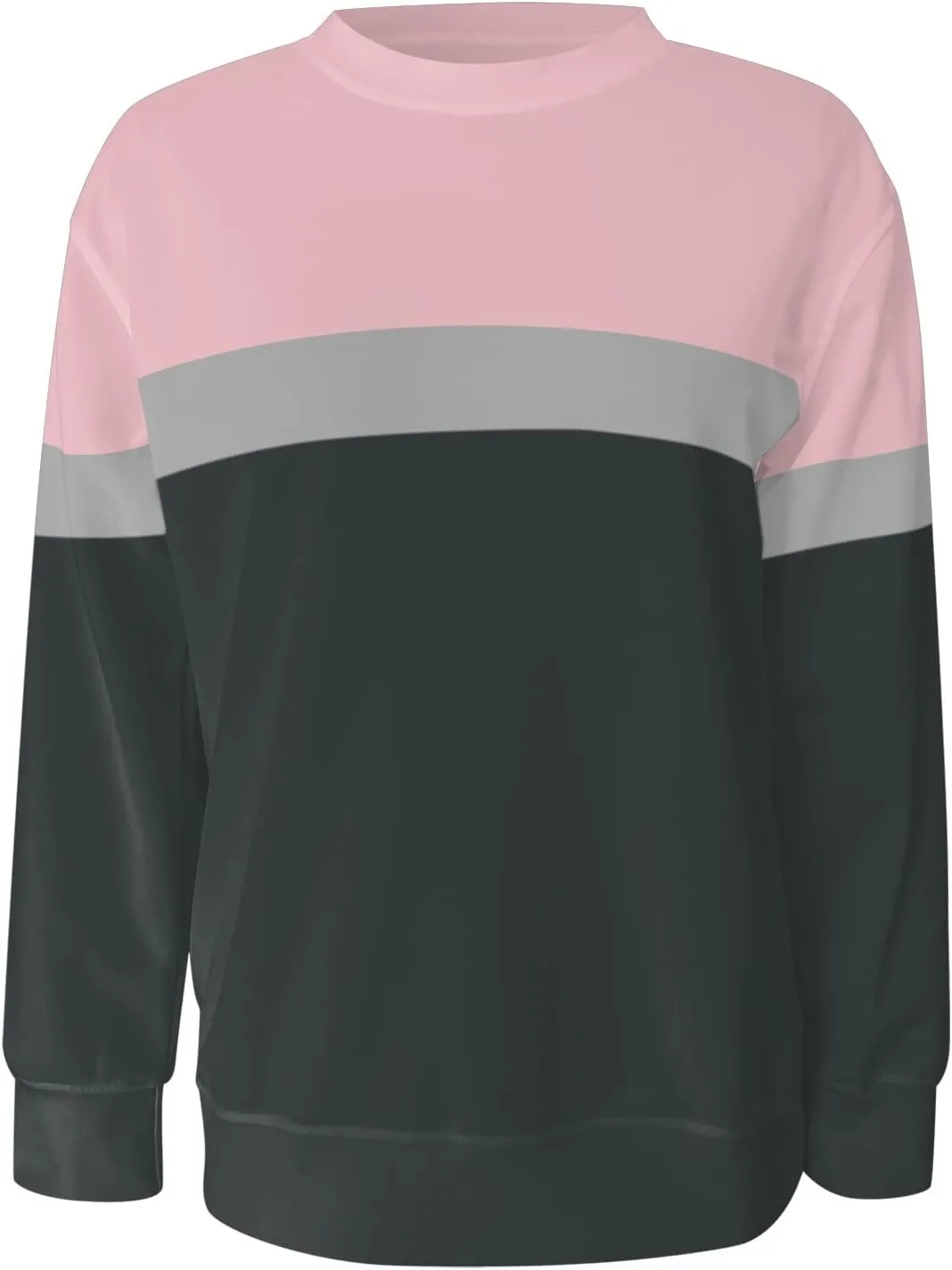 Womens Casual Crewneck Sweatshirt Long Sleeve Solid Color Shirt Soft Lightweight Loose Top Fall Clothes