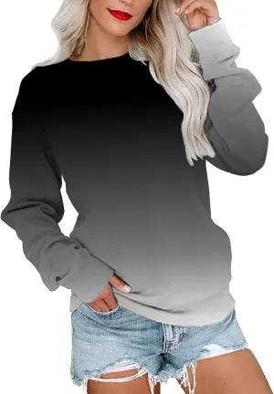 Womens Casual Crewneck Sweatshirt Long Sleeve Solid Color Shirt Soft Lightweight Loose Top Fall Clothes