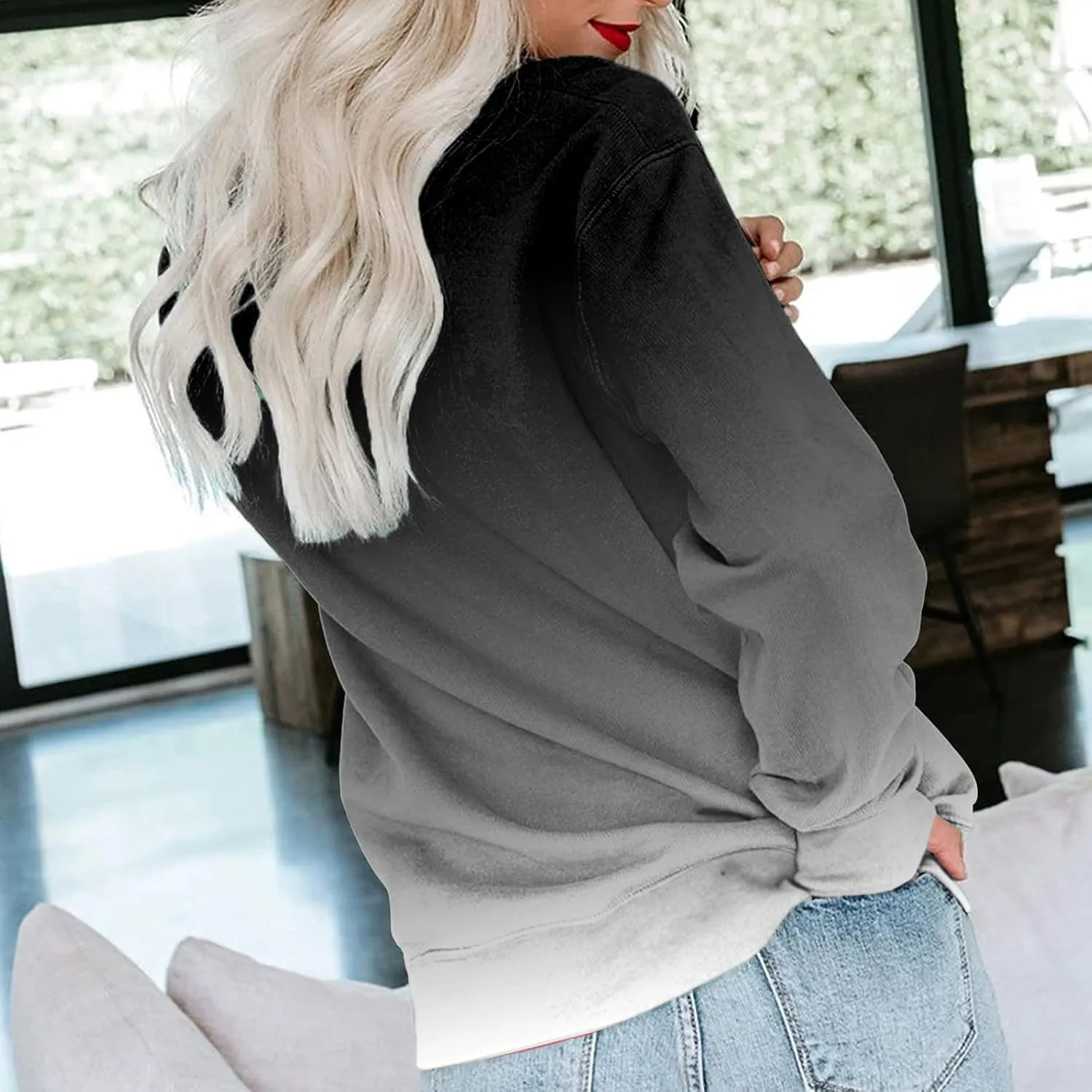 Womens Casual Crewneck Sweatshirt Long Sleeve Solid Color Shirt Soft Lightweight Loose Top Fall Clothes