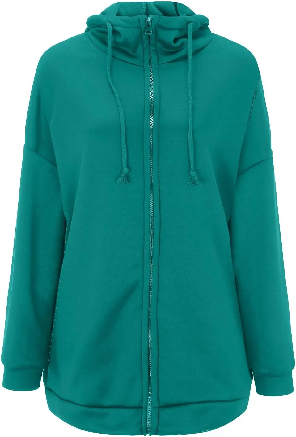 Womens Casual Hoodies Zip-Up Long Sleeve Knee Length Tops Dressy Sweatshirts Cozy Fall Hooded Jackets With Pocket
