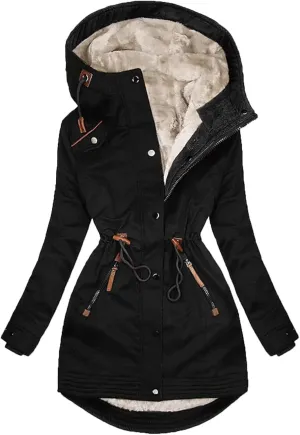 Women's Cotton Jacket Fashion Warm Single Breasted Coat Tops Solid Color Button Zipper Jacket Winter Thickened Coat