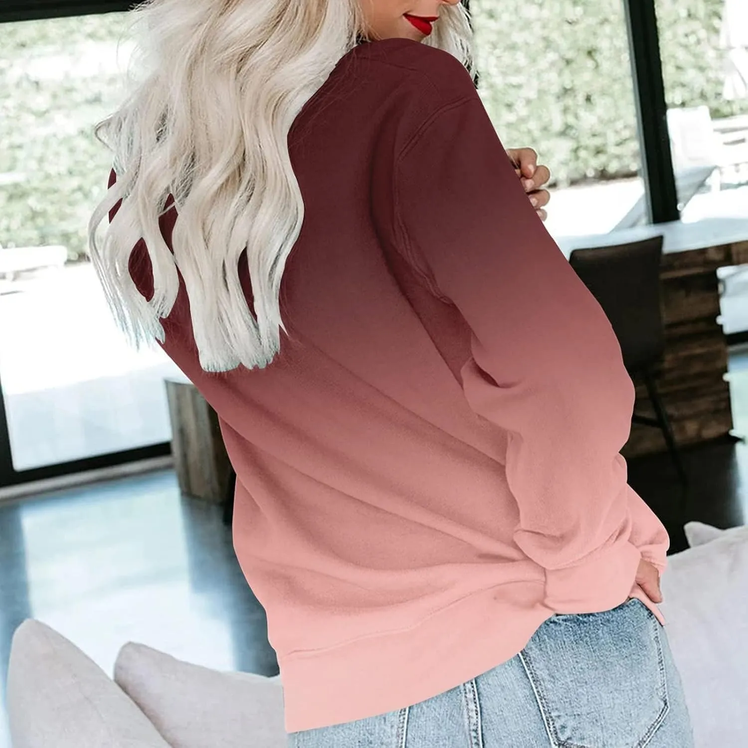 Womens Crewneck Sweatshirts No Hood Fall Long Sleeve Outfits Fashion Solid Oversized Sweatshirt Winter Pullover 2024