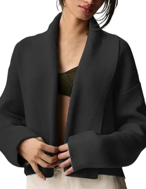 Womens Cropped Cardigan Sweaters Chunky Knit Shawl Collar Sweater Jacket Trendy Fall Winter Cardigans