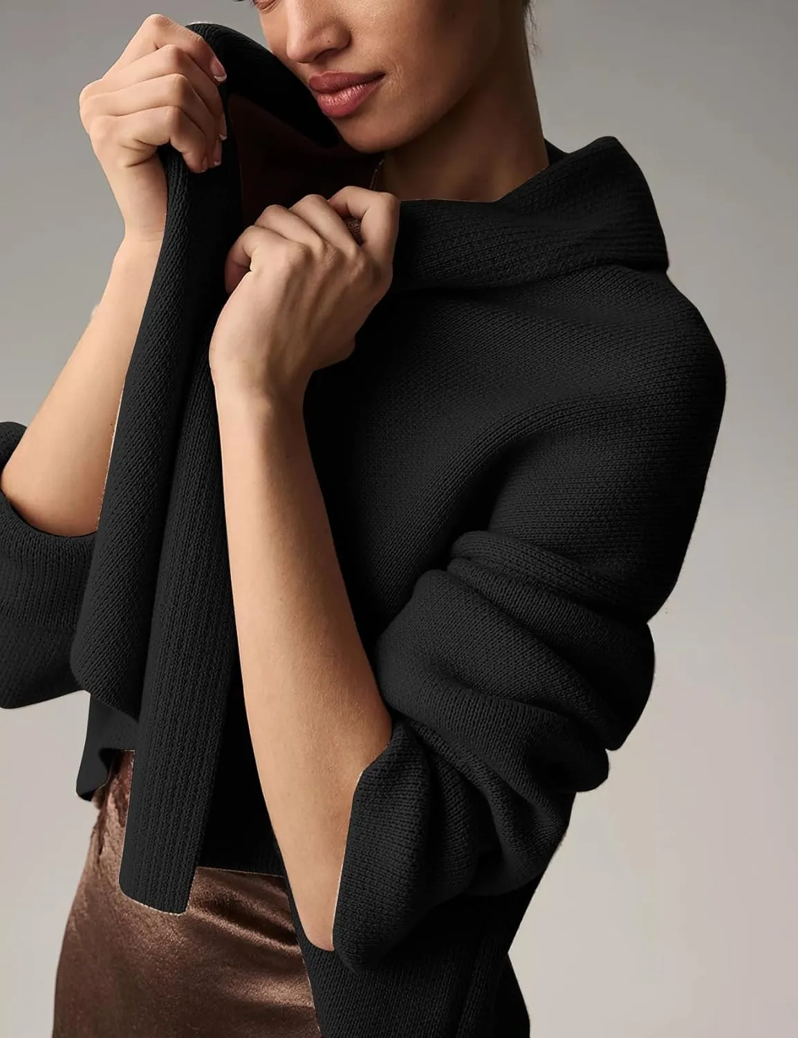 Womens Cropped Cardigan Sweaters Chunky Knit Shawl Collar Sweater Jacket Trendy Fall Winter Cardigans
