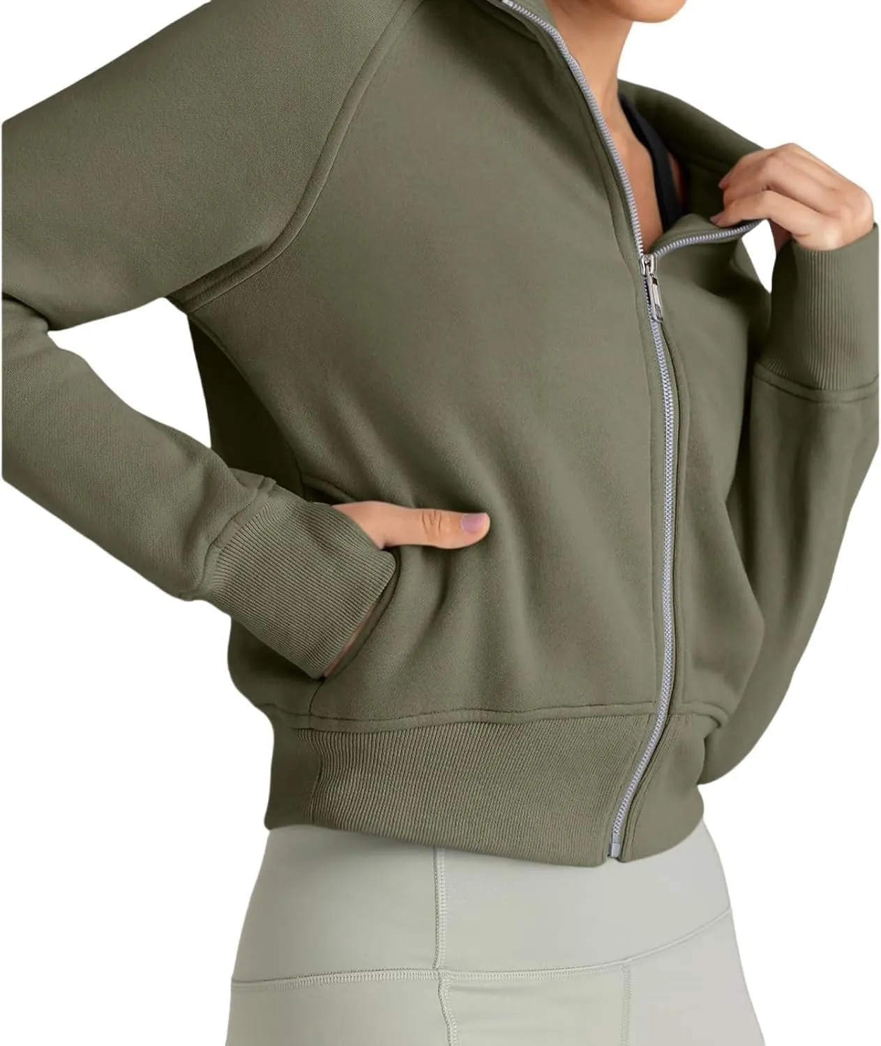 Womens Cropped Zip Up Hoodies Fleece Fall Outfits Casual Cozy Y2k Tops Winter Jackets Sweatshirts Outwear