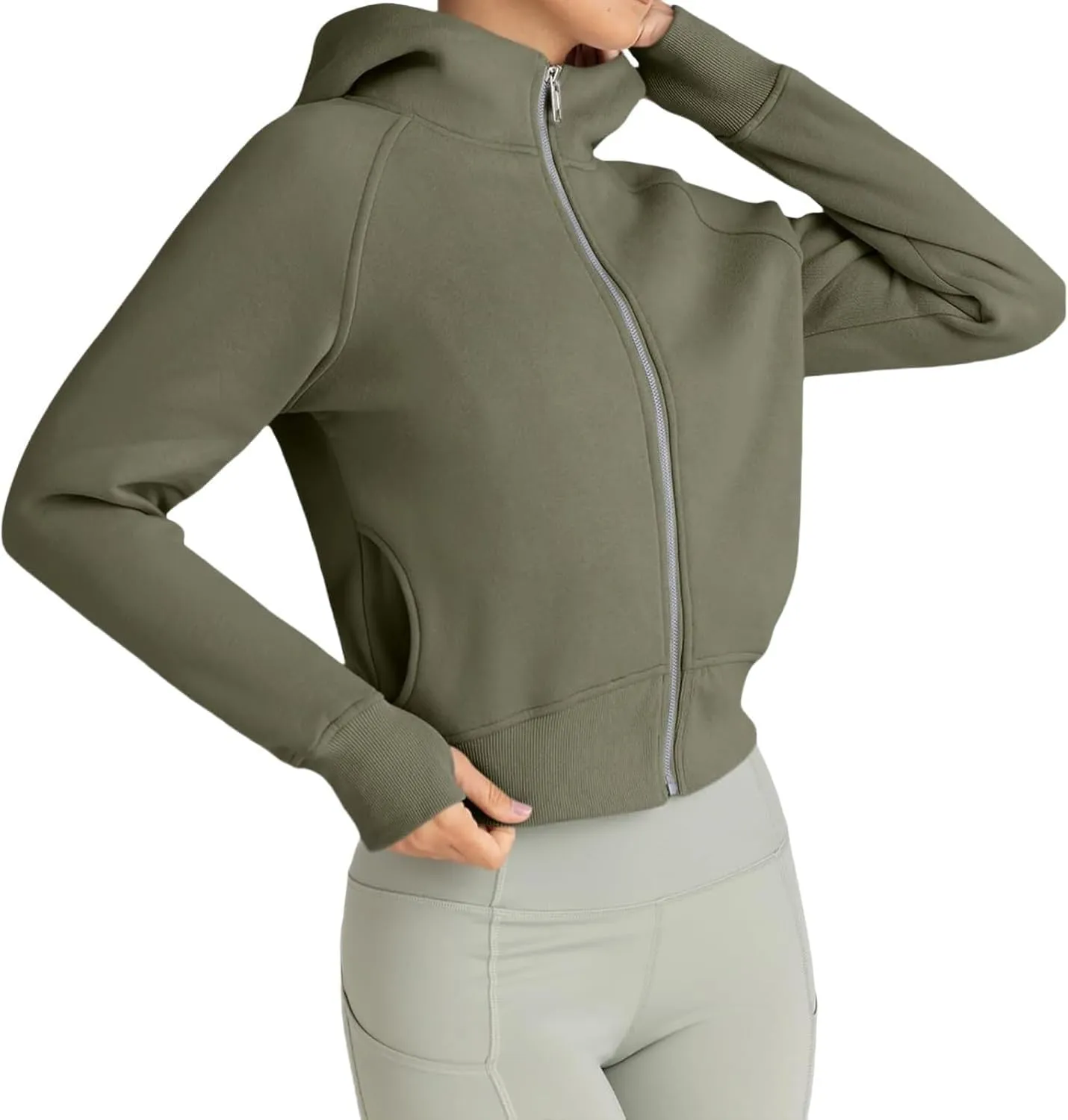 Womens Cropped Zip Up Hoodies Fleece Fall Outfits Casual Cozy Y2k Tops Winter Jackets Sweatshirts Outwear