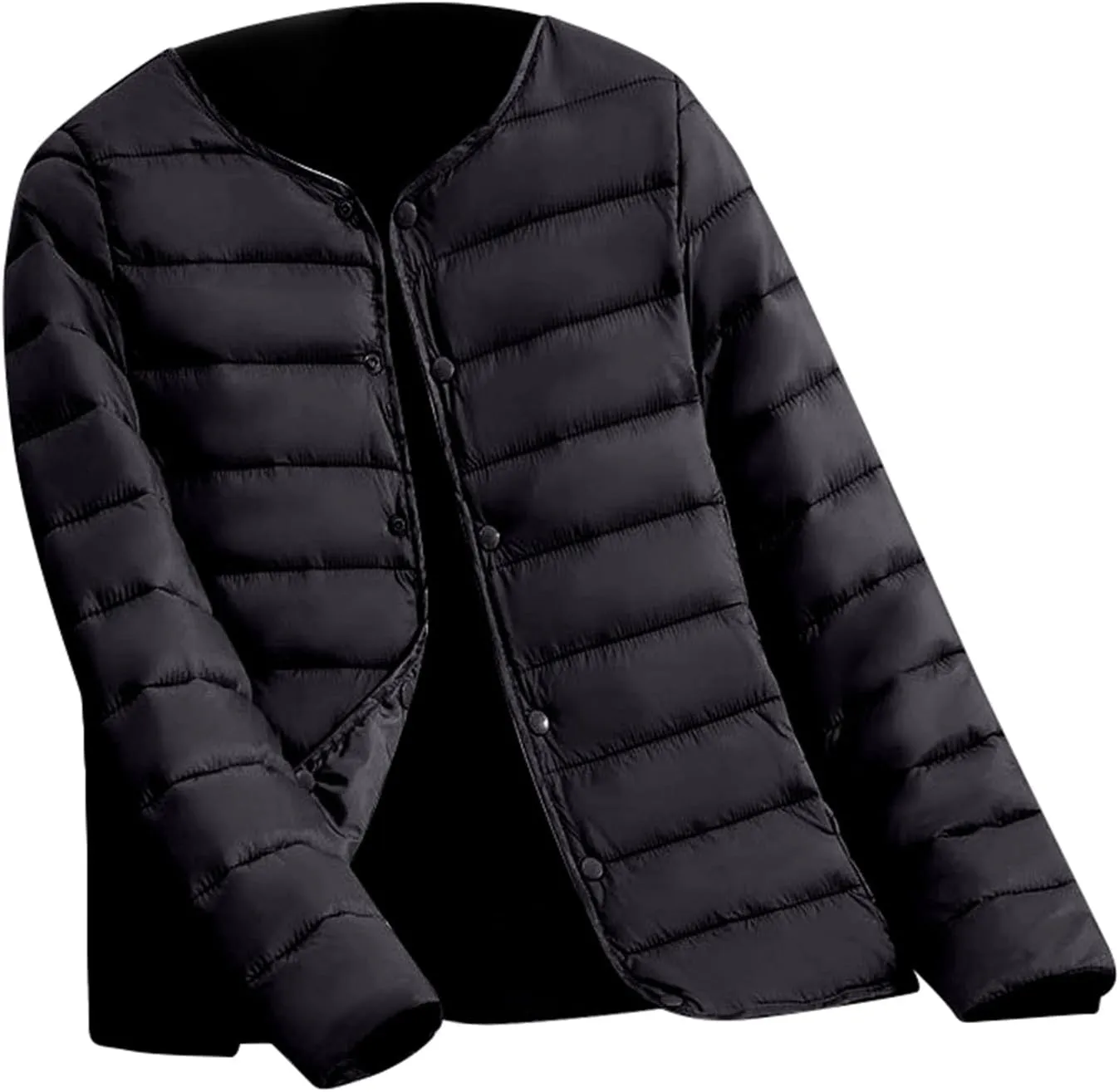 Women's Down Jacket, Water-Resistant Puffer Jacket Fall Coat with Round Neck&V-Neck