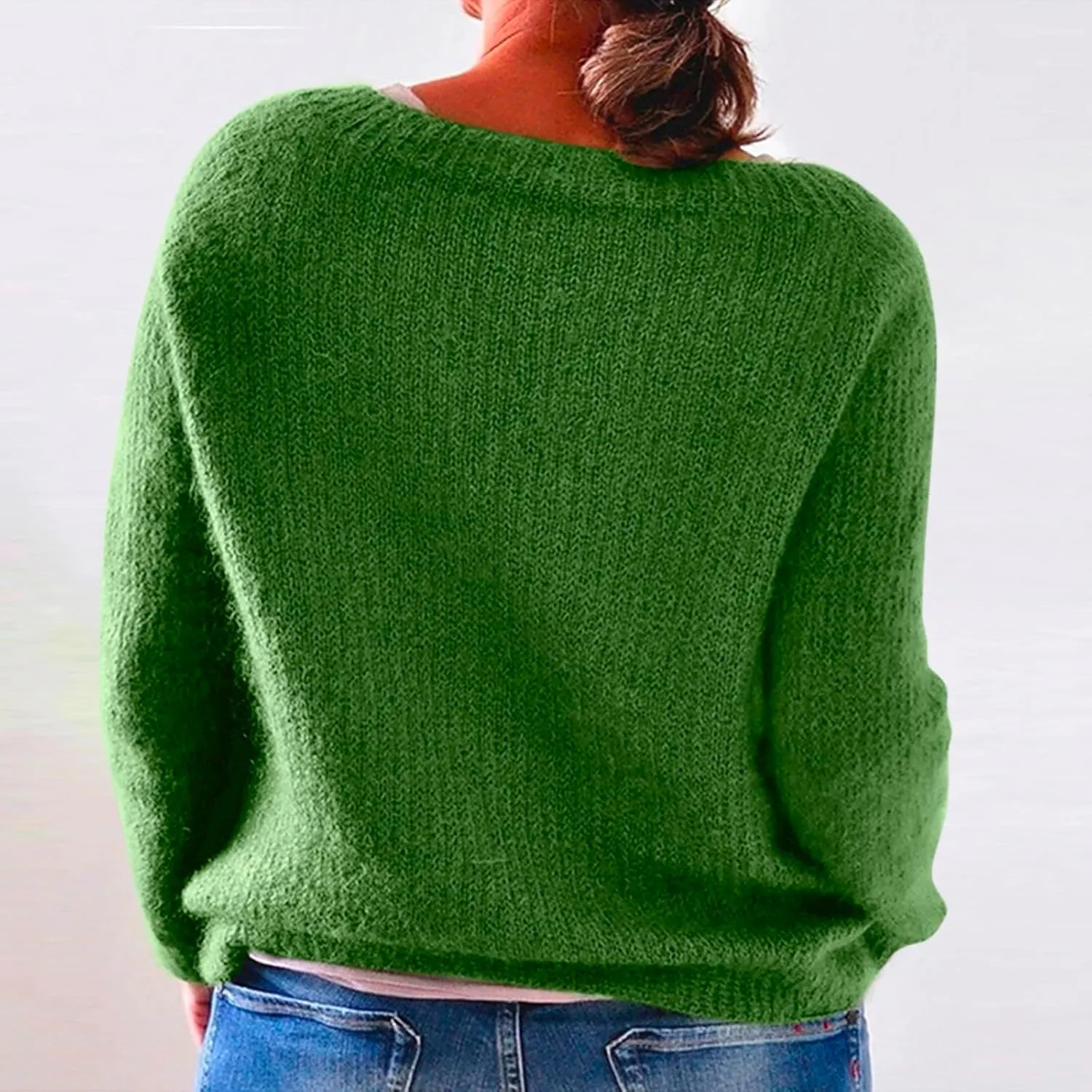 Women's Fair Isle Long Sleeve Crew Neck Knit Sweaters Vintage Chunky Stripedd Sweater Pullover Top for Fall Winter