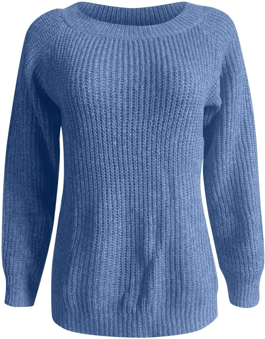 Women's Fair Isle Long Sleeve Crew Neck Knit Sweaters Vintage Chunky Stripedd Sweater Pullover Top for Fall Winter