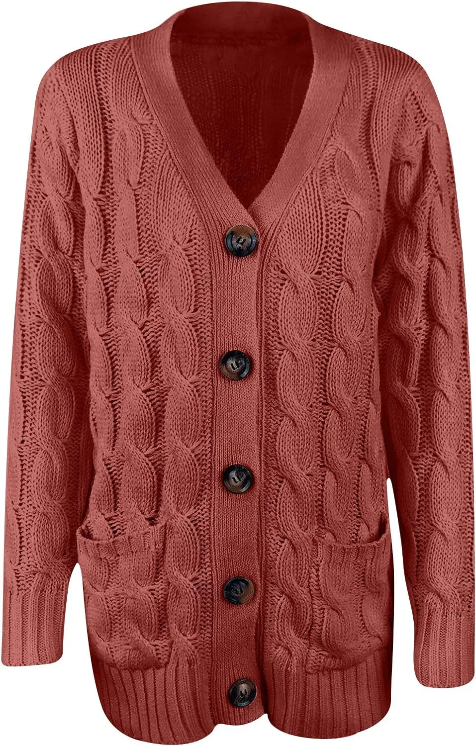 Womens Fall Sweater Open Front Cardigan Sweaters Button Long Sleeve Coats Outerwear Fashion Cable Knit Chunky Outwear