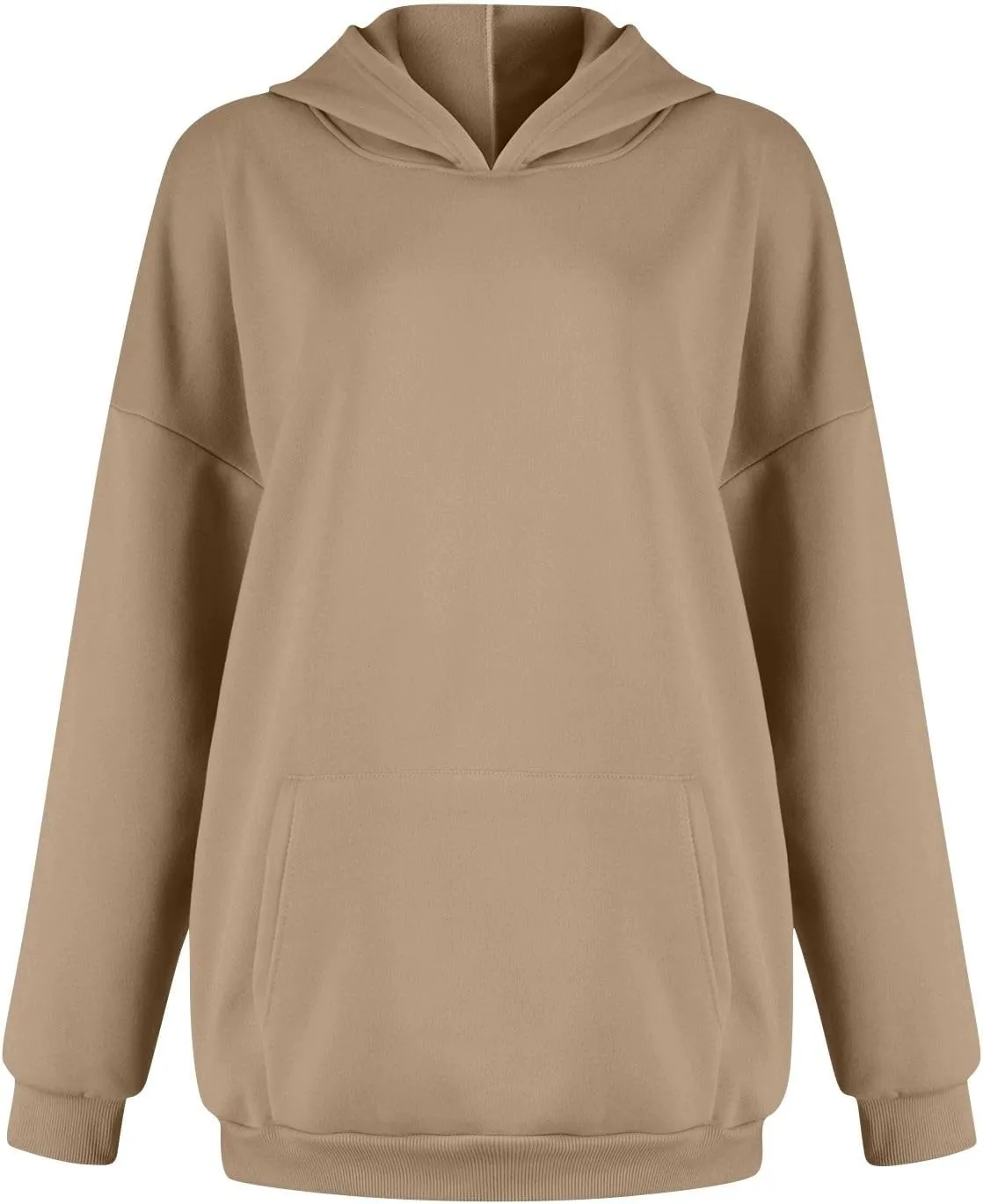 Women's Fall Winter Oversized Hooded Casual Trendy Long Sleeve Solid Loose Fleece Sweatshirt With Pockets, S-2XL