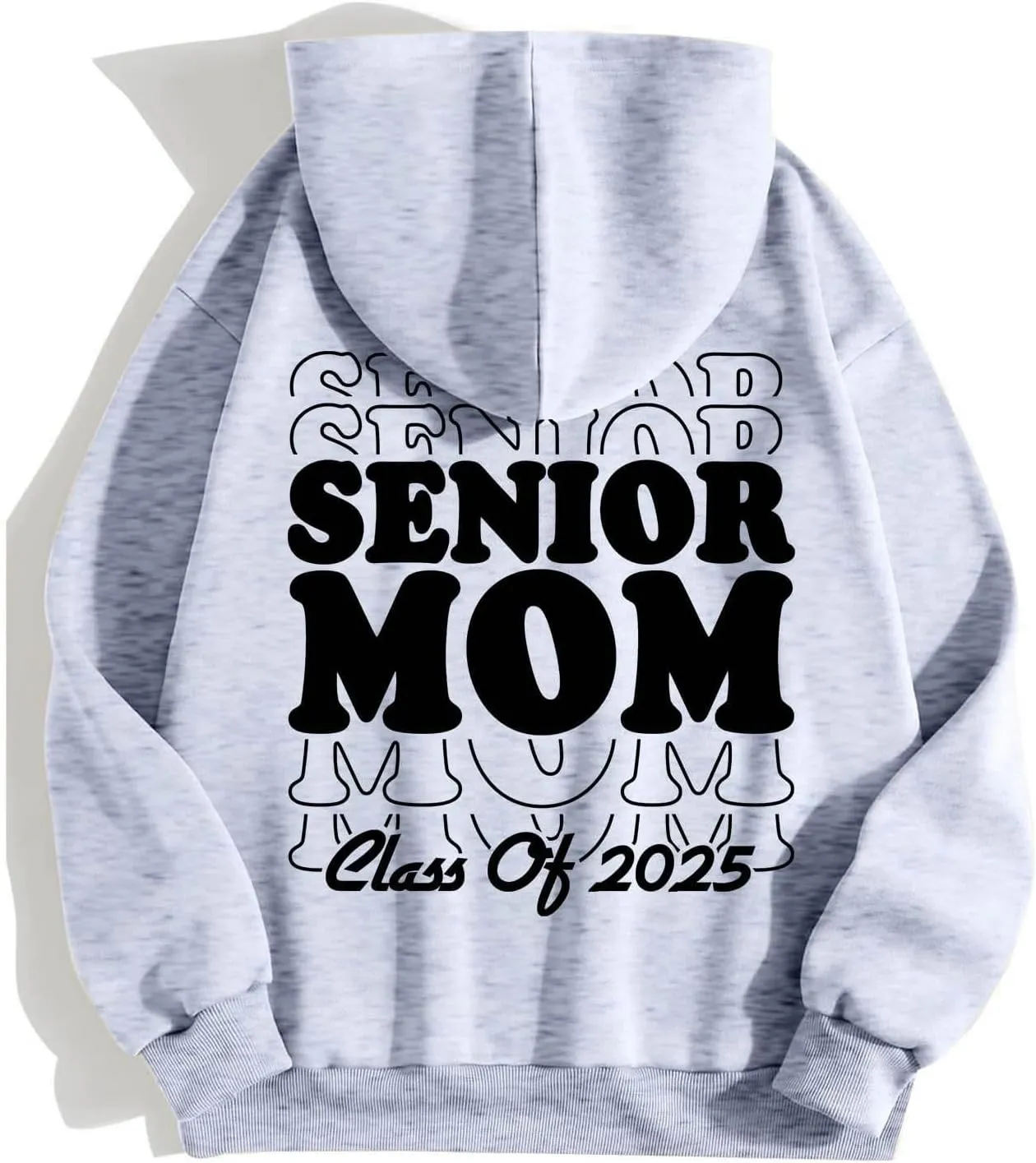 Women's Fashion Hoodies Back Letter Print Long Sleeve Full Zip Up Drawstring Hooded Sweatshirts Loose Preppy Jackets