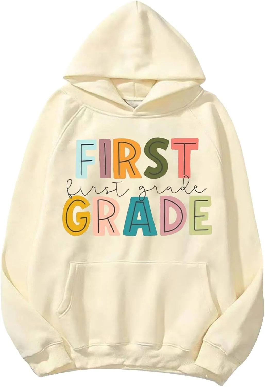 Womens Fashion Teacher Hoodie Loose Hooded Back to School Funny Letter Print Pullover Sweatshirts Fall Casual Hoodies