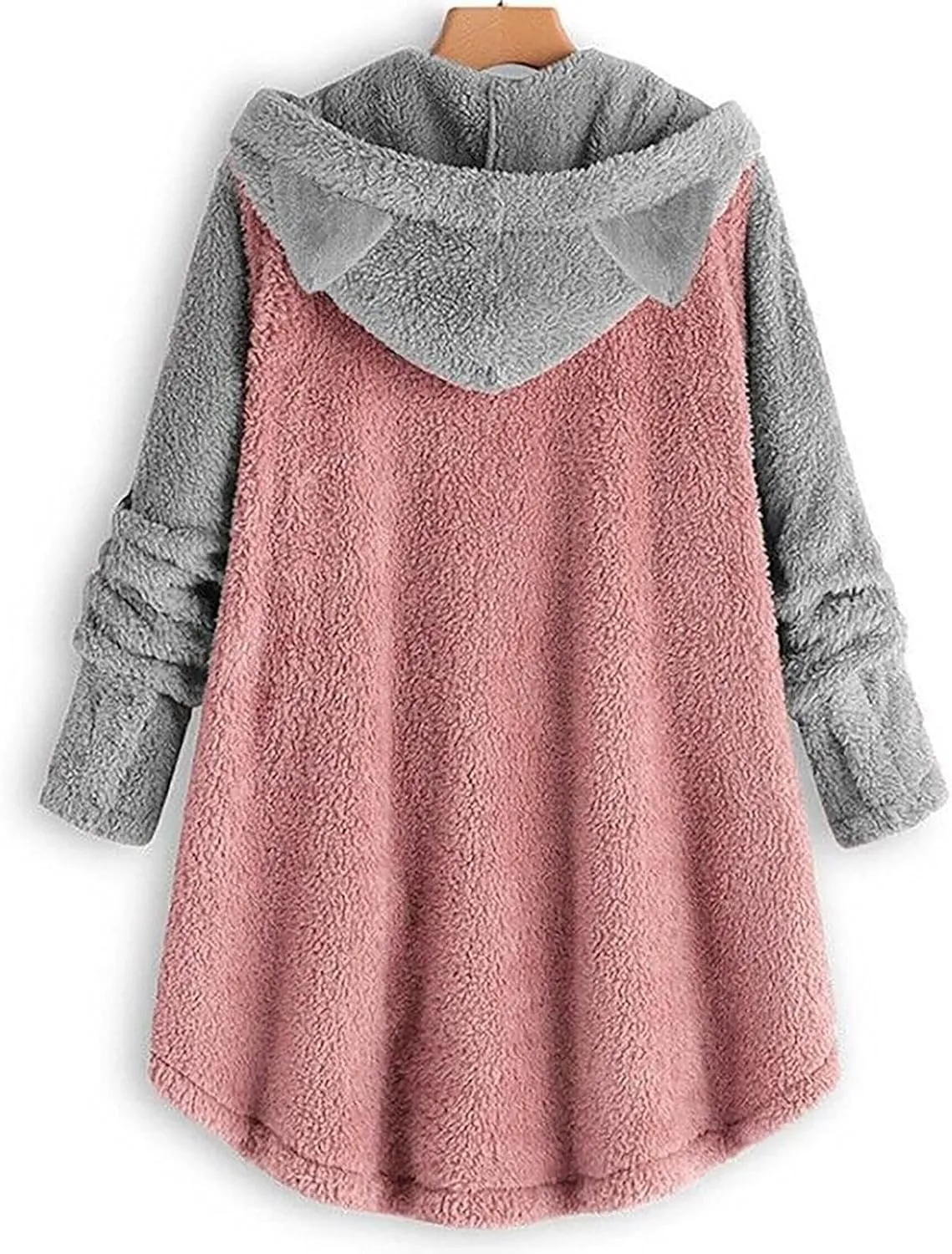 Womens Fleece Jacket 2024 Fall Winter Long Sleeve Button Sherpa Coats Cardigans Hood Fuzzy Outerwear with Pockets