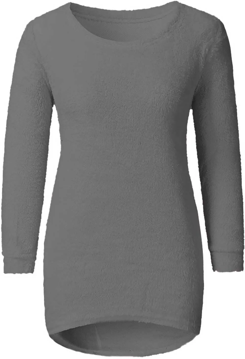 Women's Fuzzy Sweater Fashionable Long Sleeve Pullover Loose Fluffy Plush Jumper Sweater Crewneck Soft Comfy Tops