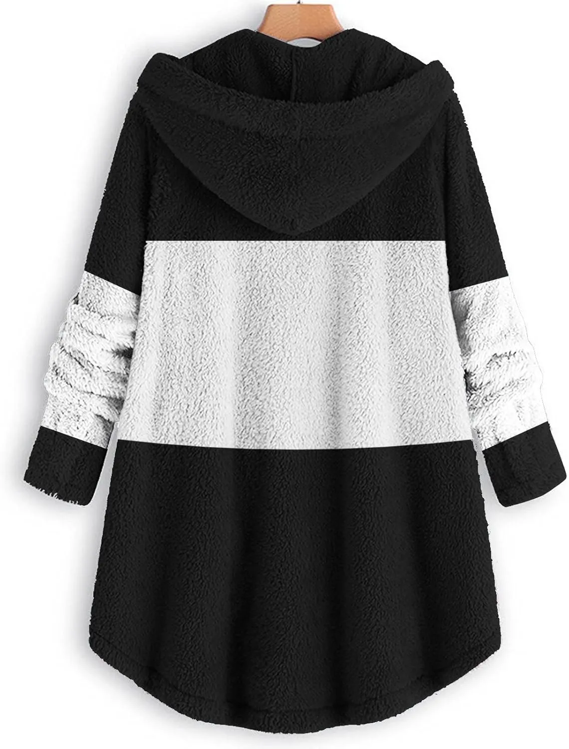 Women's Fuzzy Warm Pullover Tops Button Down Long Sleeve Hooded Sweatshirts Fluffy Soft Fleece Jackets Sweaters