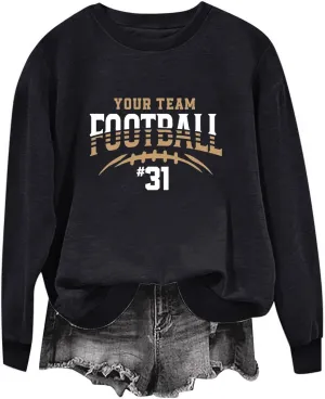 Womens Game Day Sweatshirts Oversized Long Sleeve Football Graphic Pullover Tops Crewneck Fall Comfy Clothes 2024
