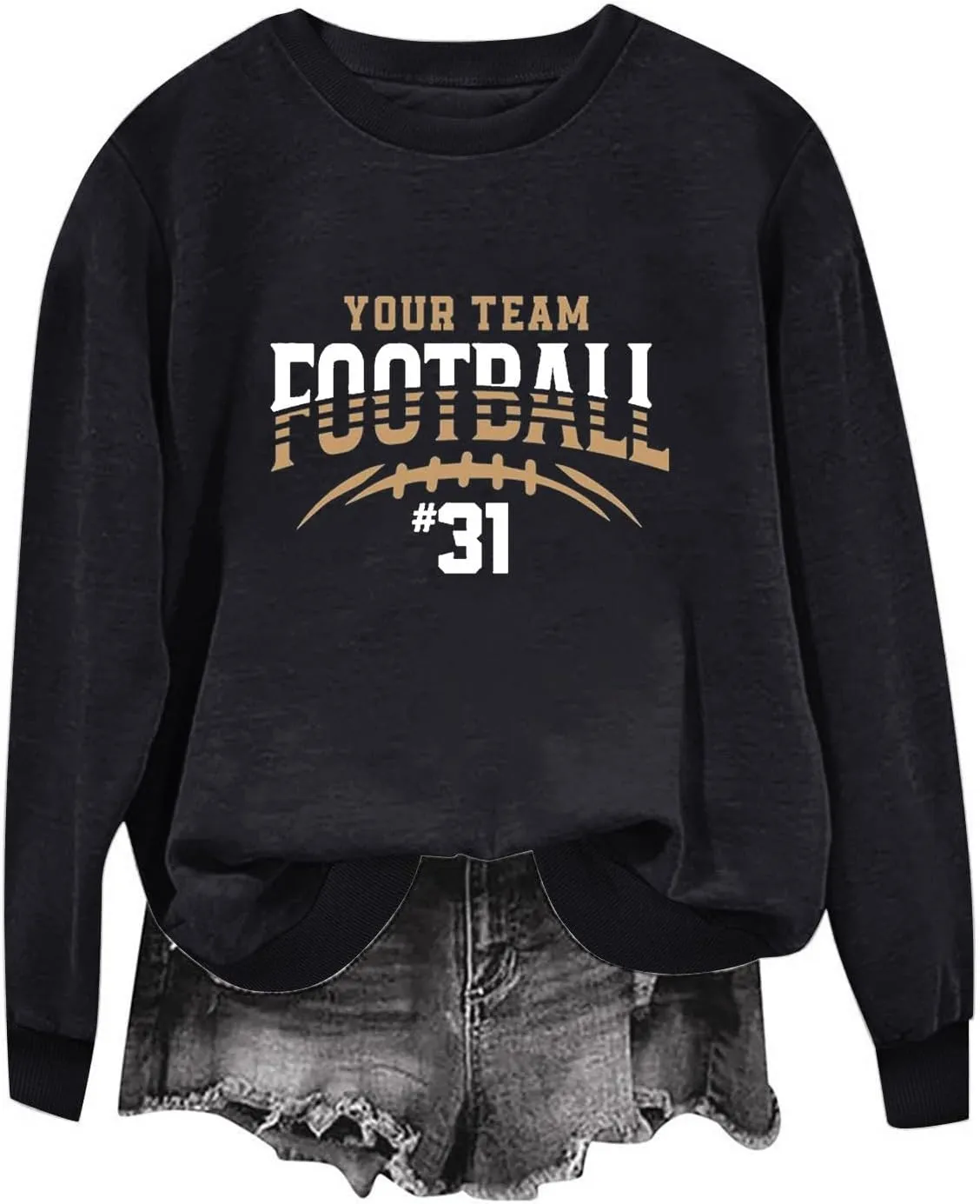 Womens Game Day Sweatshirts Oversized Long Sleeve Football Graphic Pullover Tops Crewneck Fall Comfy Clothes 2024