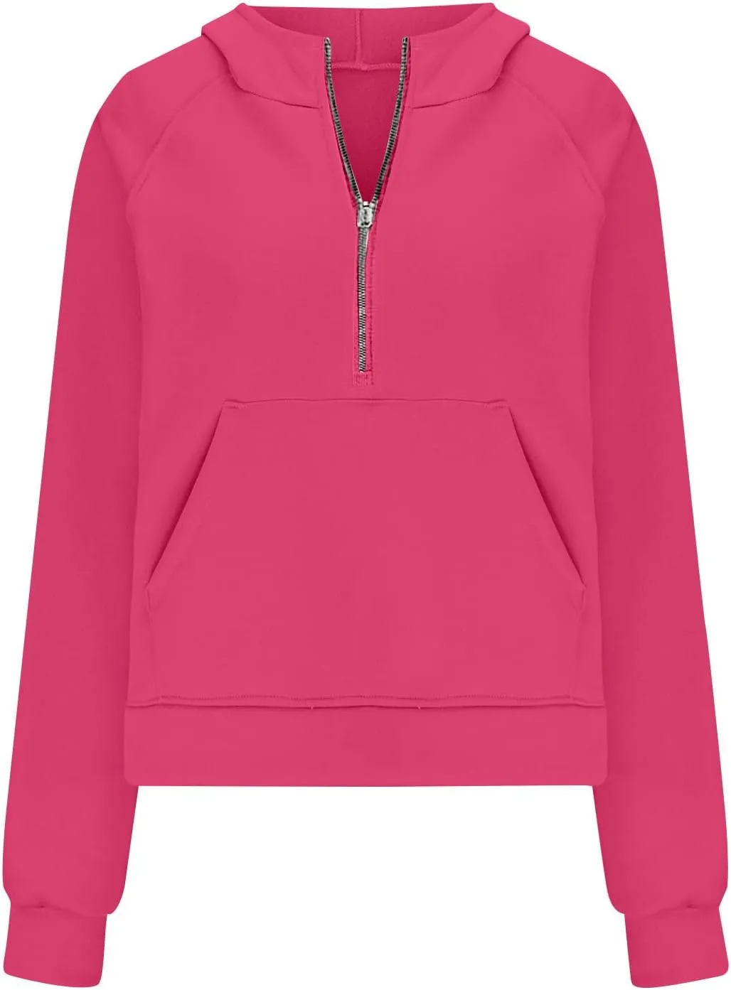 Women's Half Zip Cropped Sweatshirts Fleece Casual Loose Hoodie Quarter Zip Trendy Y2k Pullover Sweater With Pocket