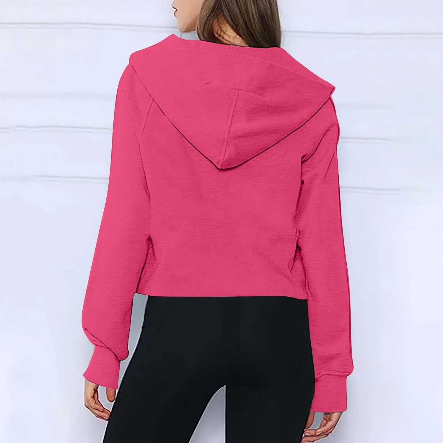 Women's Half Zip Cropped Sweatshirts Fleece Casual Loose Hoodie Quarter Zip Trendy Y2k Pullover Sweater With Pocket