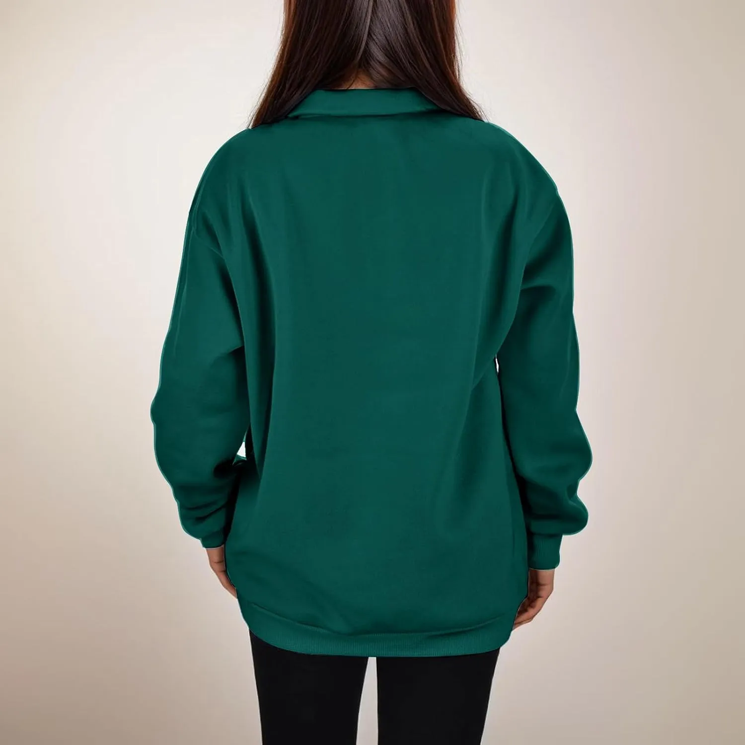 Womens Half Zip Sweatshirts Oversized Plain Trendy Long Sleeve Quarter Zip Pullover Hoodies 2024 Fall Outfits