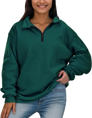 Womens Half Zip Sweatshirts Oversized Plain Trendy Long Sleeve Quarter Zip Pullover Hoodies 2024 Fall Outfits