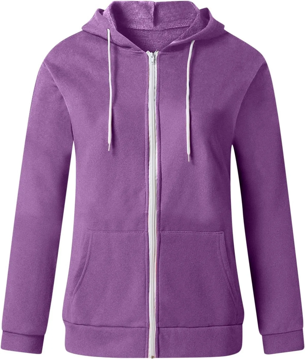 Womens Hoodies Zip Up Long Sleeve Fall Oversized Sweatshirts Fleece Soft Jacket With Pockets 2024 Fashion Clothes