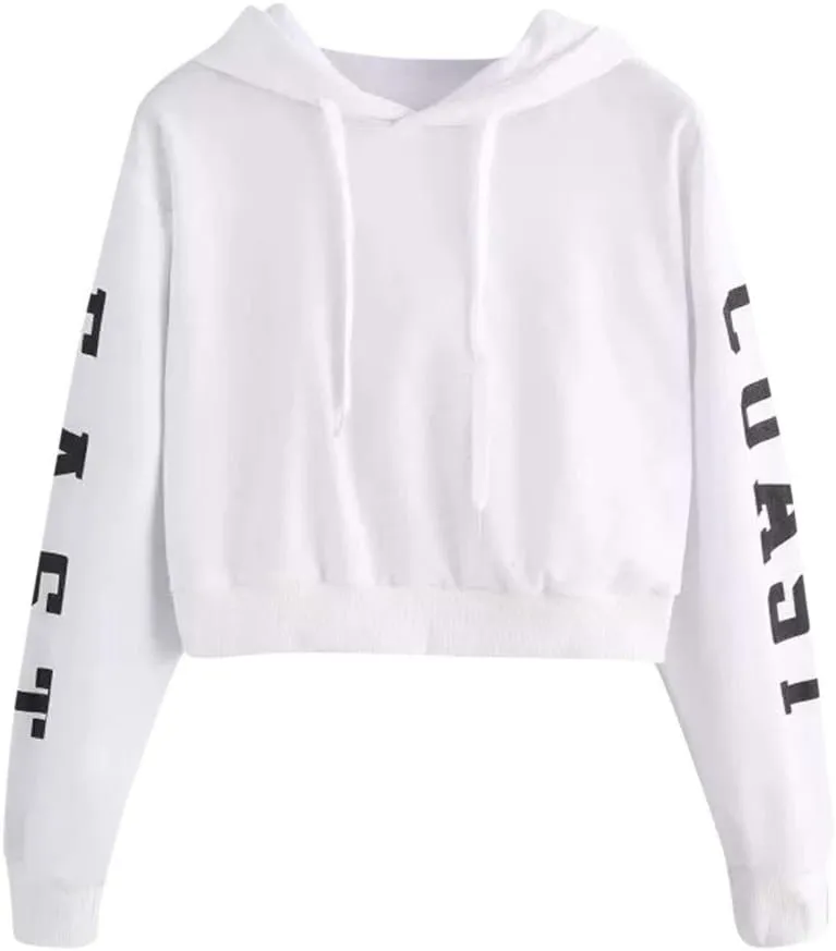 Womens Hoodies,Womens Zip Up Hoodie,Women's Long Sleeve Drop Shoulder Drawstring Crop Hoodie Sweatshirt Cropped Hoodies Long Sleeves Fleece Crop Top Sweatshirt with Hooded