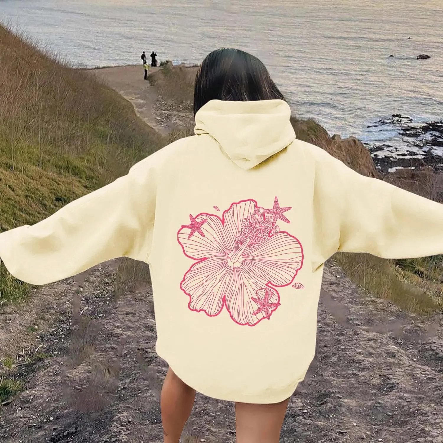 Womens Letter Print Hoodies Sweatshirt Graphic Casual Long Sleeve Drawstring Hooded Pullover Tops With Pocket 2025
