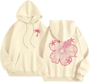 Womens Letter Print Hoodies Sweatshirt Graphic Casual Long Sleeve Drawstring Hooded Pullover Tops With Pocket 2025