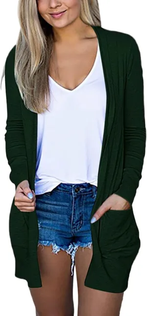 Womens Lightweight Cardigan Casual Knit Open Front Cardigan Sweater Trendy Long Sleeve Jacket Fall Outwear