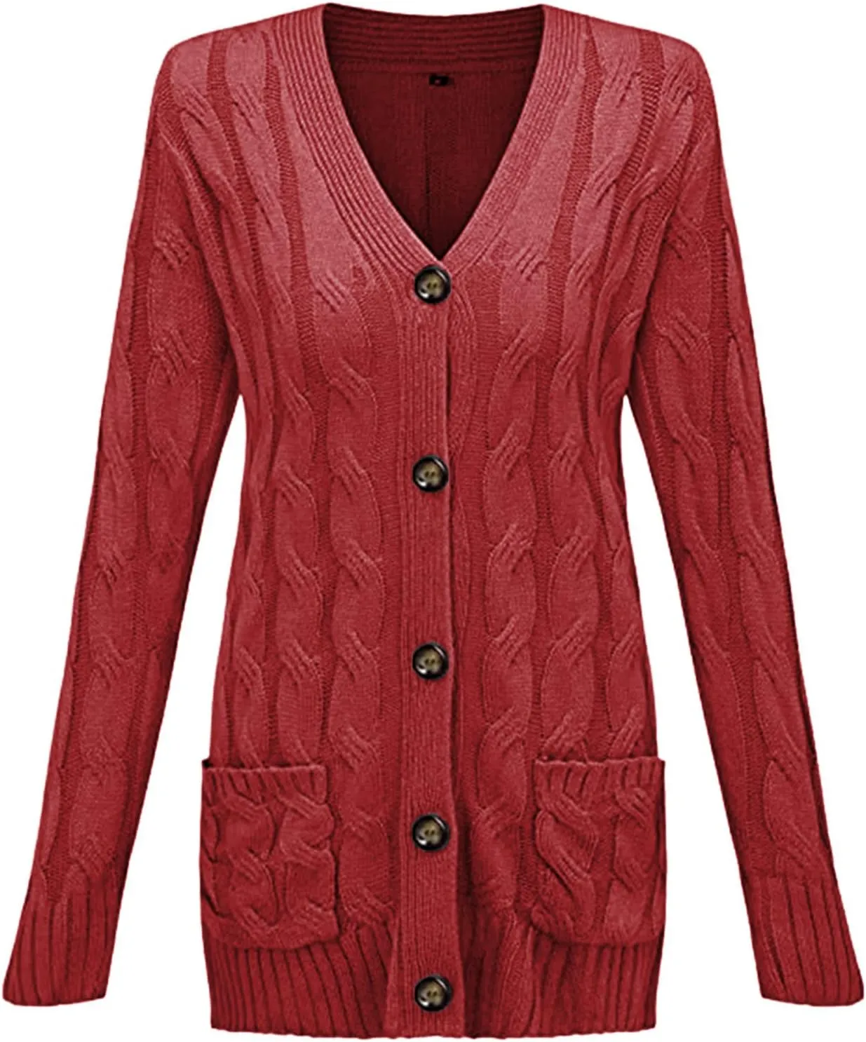 Womens Long Cardigan Sweaters Cable Knit Long Sleeve Cardigan Chunky Open Front Button Sweaters Fall Outfits 2024
