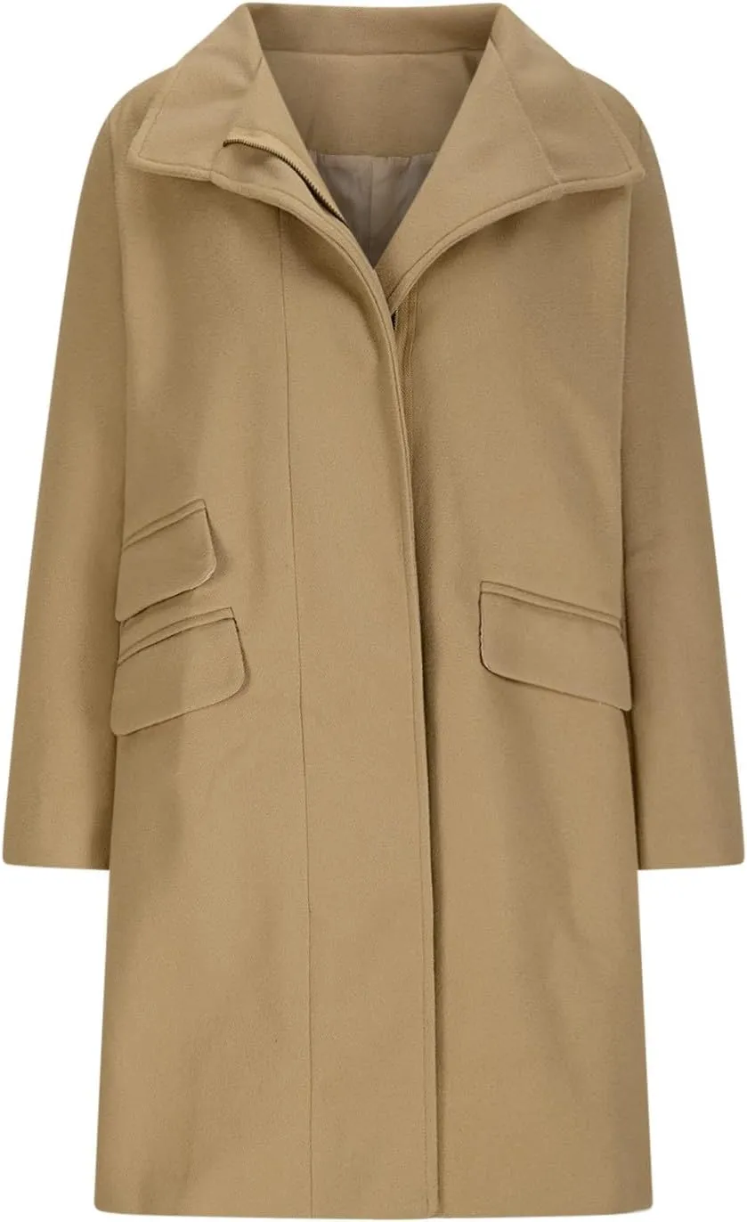 Womens Long Coat Classic Open Front Zip Up Casual Winter Wool Blend Over Pea Coats 2024 Fashion Solid Long Jackets