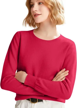 Womens Long Sleeve Crew Neck Cashmere Sweaters Soft Warm Pullover Tops Lightweight Wool Knit Sweater