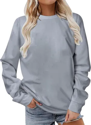 Women’s Long Sleeve Crewneck Sweatshirt Fall Fashion 2024 Dressy Casual Loose Comfy Pullover Tops Regular Fit