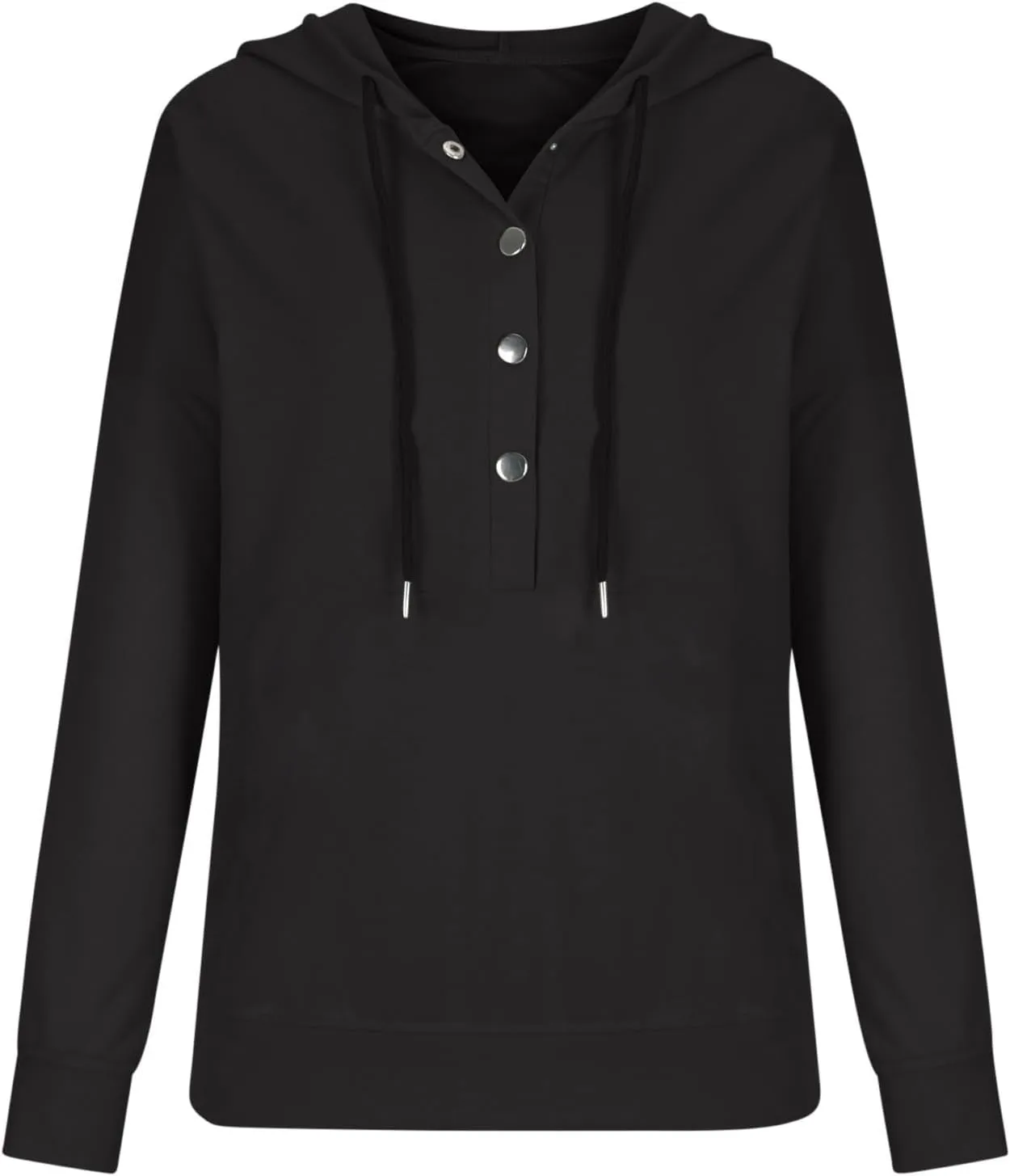 Womens Long Sleeve Fleece Hoodies 1/4 Button Sweatshirts Loose Fit Casual Fashion Pullover Tops with Pocket