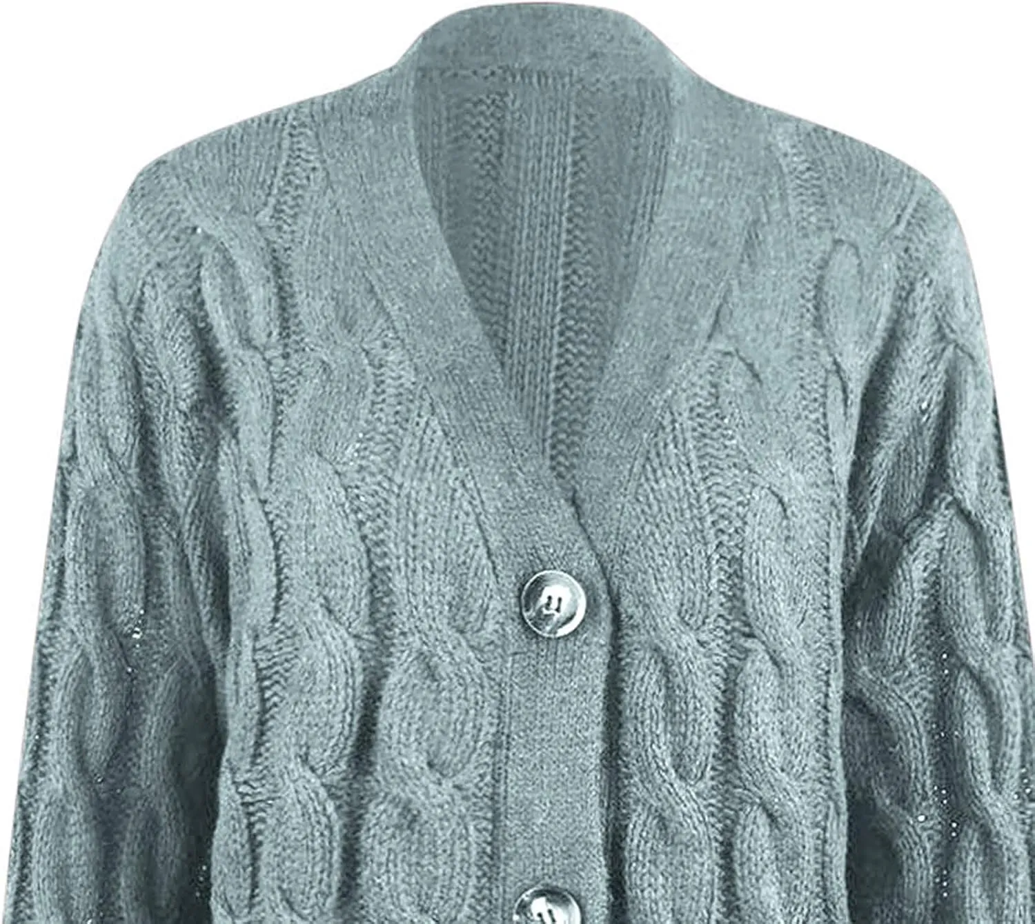Women's Long Sleeve Open Front Knitted Cardigan Sweater, Button Down Chunky Pullover Outwear Coat