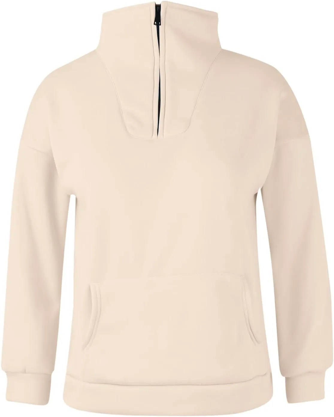 Womens Long Sleeve Solid Color Half Zip Sweatshirts Fall Winter Trendy Outfits Hoodies With Pockets Workout Pullover