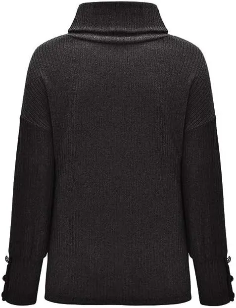 Women's Long Sleeve Turtleneck Cozy Knit Sweater,Casual Loose Pullover Jumper Tops