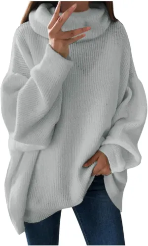 Womens Long Sleeve Turtleneck Sweaters Oversized Knit Loose Pullover Tunic Tops Knitted Pullover Jumper Sweater Shirts