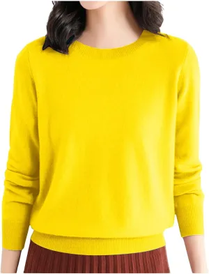 Women's Loose Pullover Sweaters 2024 Fall Winter Clothes Crew Neck Slouchy Long Sleeve Casual Knitted Tops