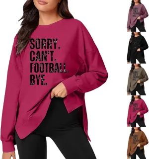 Womens Loose Sweatshirts Crewneck Letter Print Long Sleeve Hoodies Fall Workout High Low Hem Slit Tops for Teen Girls