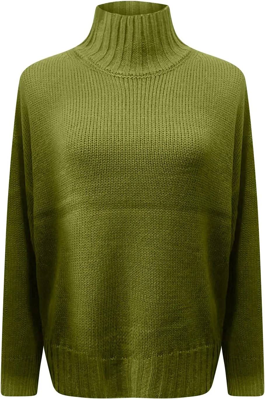 Women's Mock Neck Long Sleeve Soft Knit Pullover Sweater Tops 2024 Fall Turtleneck Ribbed Knit Casual Soft Jumper