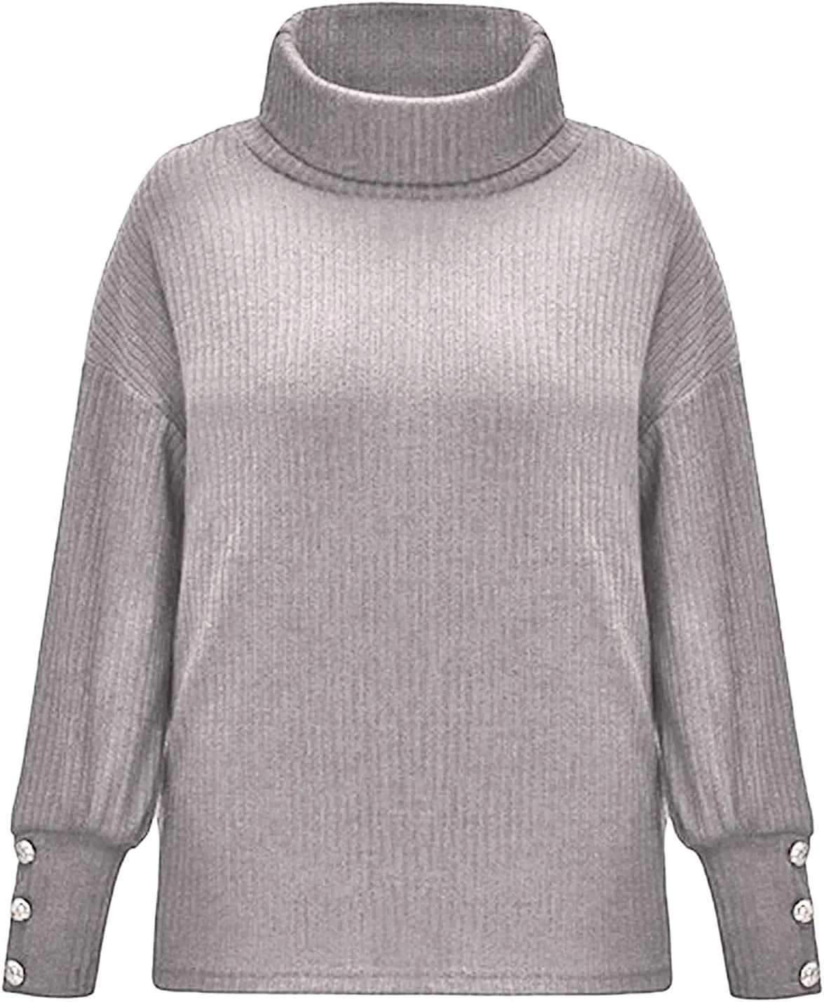Women's Mock Turtleneck Sweaters Fashion Warm Winter Long Sleeve Pullover Cable Knit Sweaters Soft Jumper